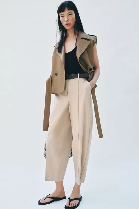 BELTED BALLOON PANTS | Zara US