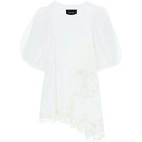 Simone Rocha Puff Sleeves Cropped T Shirt With Lace | Stylemyle (US)