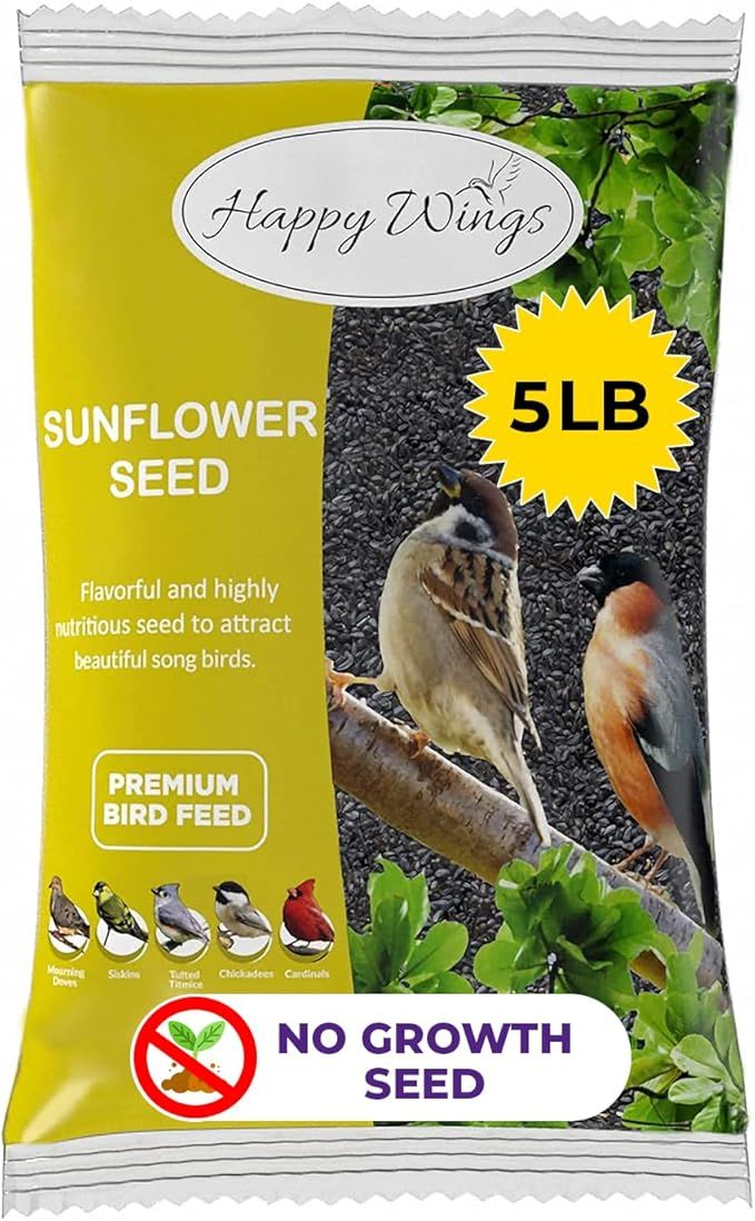Black Oil Sunflower Bird Food, 5 Pounds | No Grow Seed | Bird Seed for Wild Birds | Amazon (US)