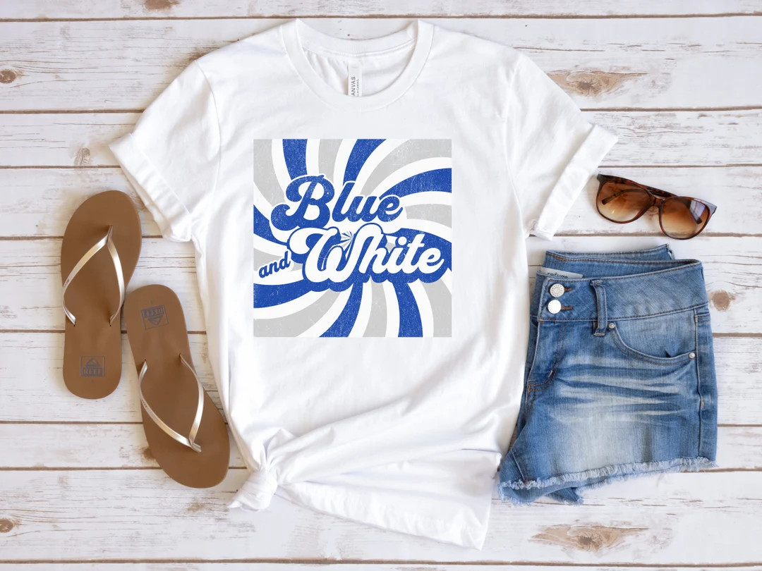 Blue and White School Spirit Shirt School Colors T-shirt KY - Etsy | Etsy (US)