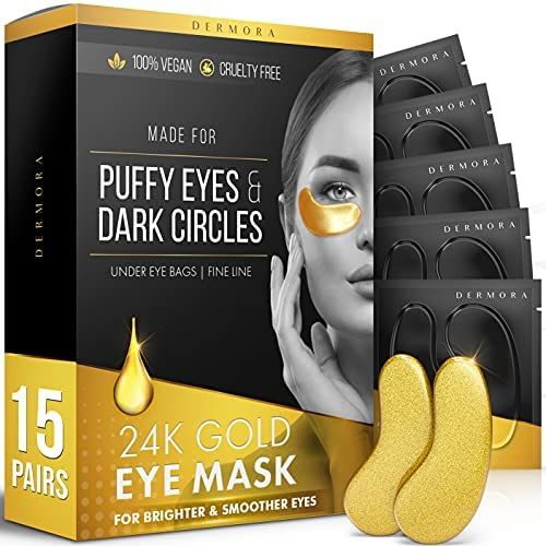 Dermora 24K Gold Eye Mask Puffy Eyes and Dark Circles Treatments Look Less Tired | Amazon (US)