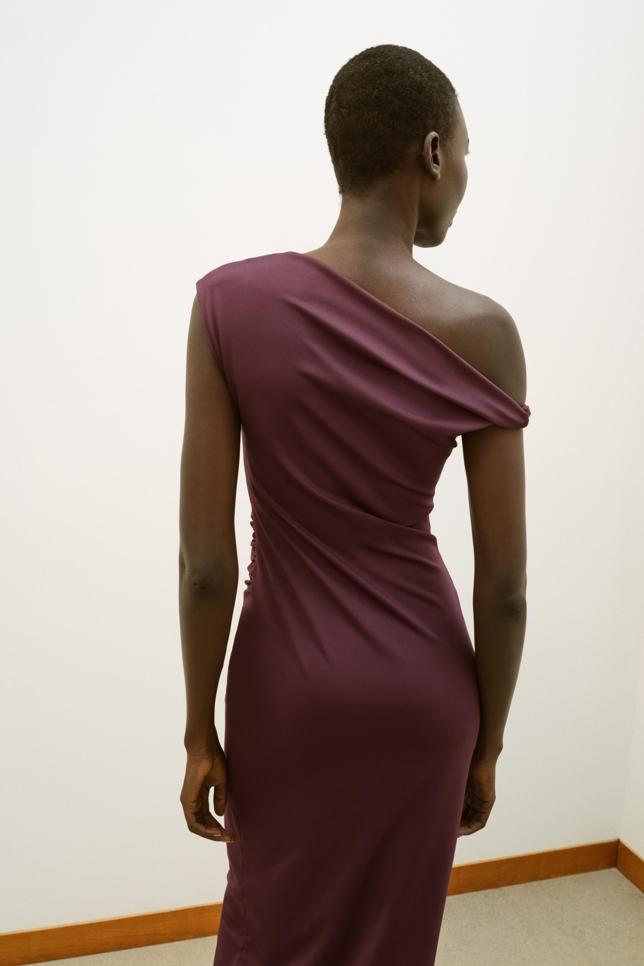 ASYMMETRIC MIDI DRESS | Zara UK