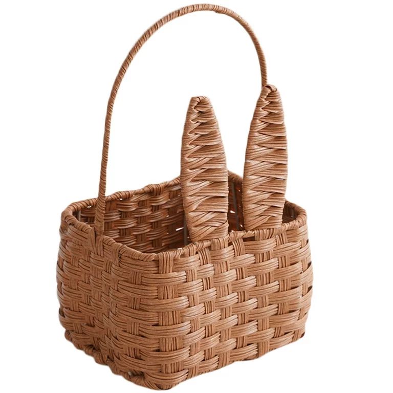 Bestonzon Portable Rattan Woven Basket Cute Bunny Shape Hand Woven Basket Fruit Vegetable Storage... | Walmart (US)