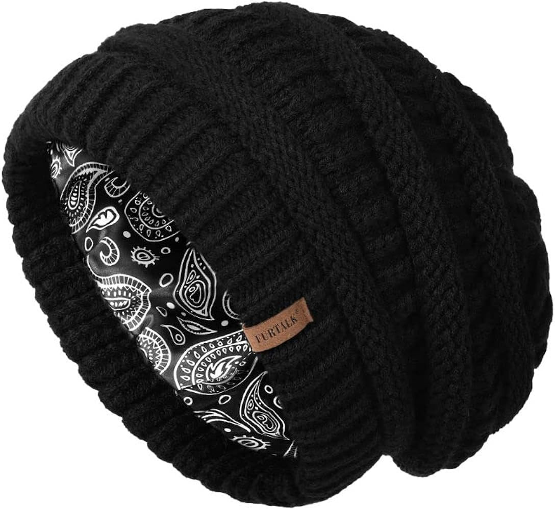 FURTALK Winter Beanie Hat for Women Satin Lined Cable Knit Chunky Slouchy Beanies Skull Warm Cap | Amazon (US)