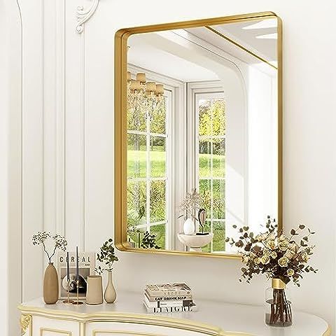 CKCY Bathroom Mirror 30x40, Gold Metal Mirror 30 x 40 Inch, Wall Vanity Mirror 40x30 Thicken Fram... | Amazon (US)