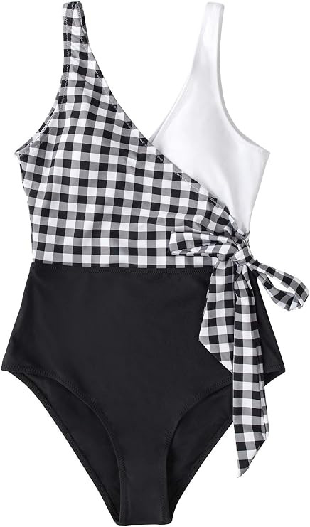 CUPSHE Women's One Piece Swimsuit Wrap Color Block Tie Side Bathing Suit | Amazon (US)