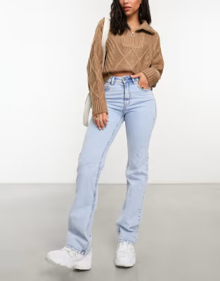Stradivarius straight leg jeans in light wash blue | ASOS (Global)