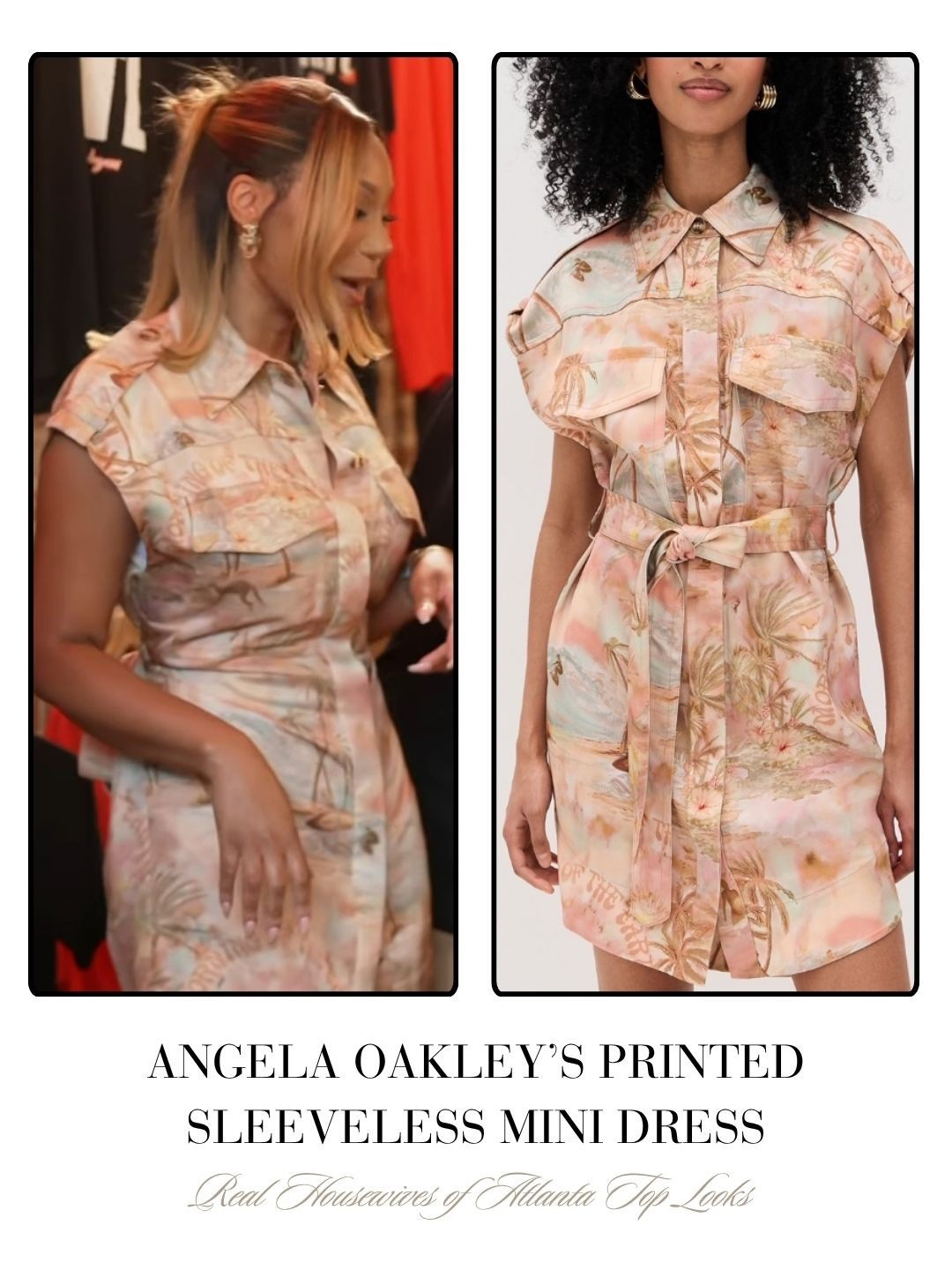 Angela Oakley’s Printed Sleeveless Mini Dress 