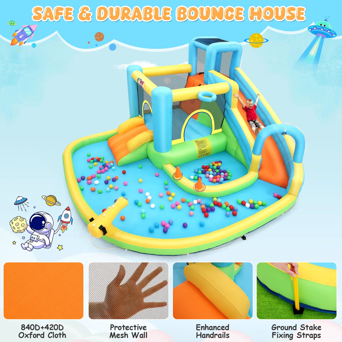 13'X12' Kids Bounce House Water Slide For Kids 3-12,Bouncer Blast 12-In-1 Inflatable Slides Park,... | Wayfair North America