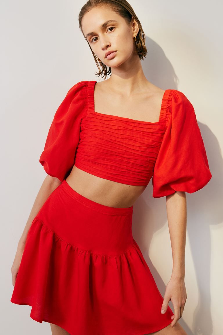 Flared Skirt - Bright red - Ladies | H&M US | H&M (US + CA)