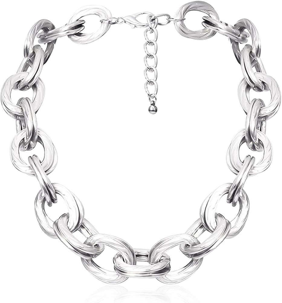 ACEDRE Chunky Choker Necklace Gold Cuban Link Chain Double O Link Necklaces Punk Hip-hop Jewelry ... | Amazon (US)