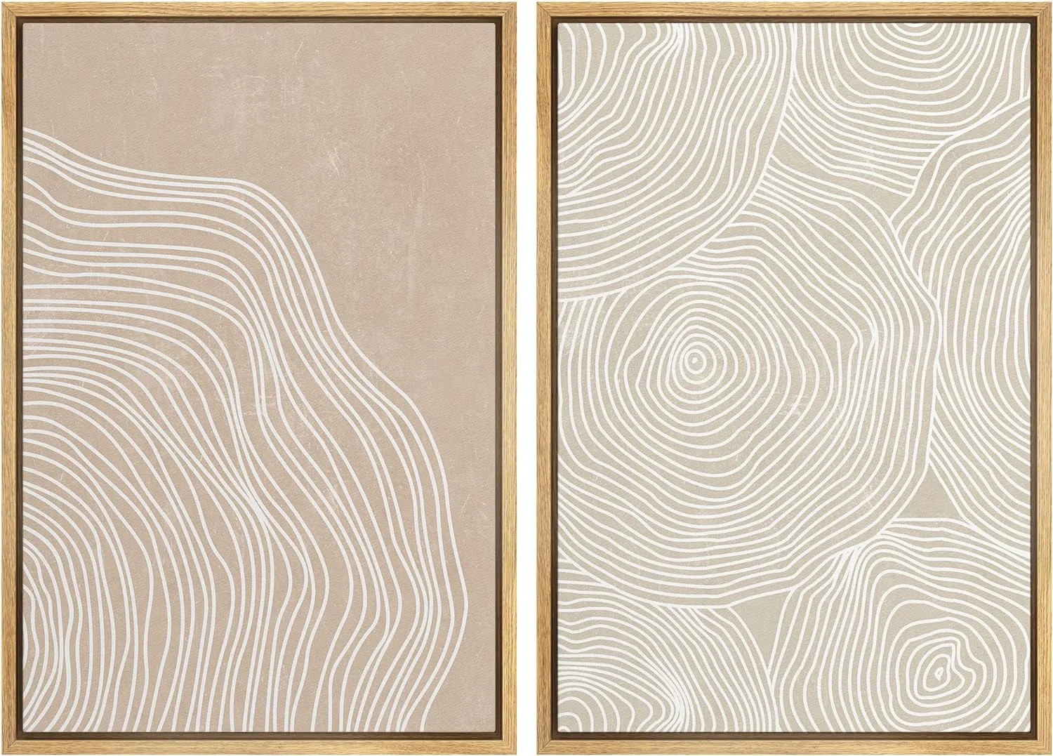 IDEA4WALL Framed Canvas Print Wall Art Set White Tan Wood Tree Ring Silhouette Collage Wall Decor... | Walmart (US)