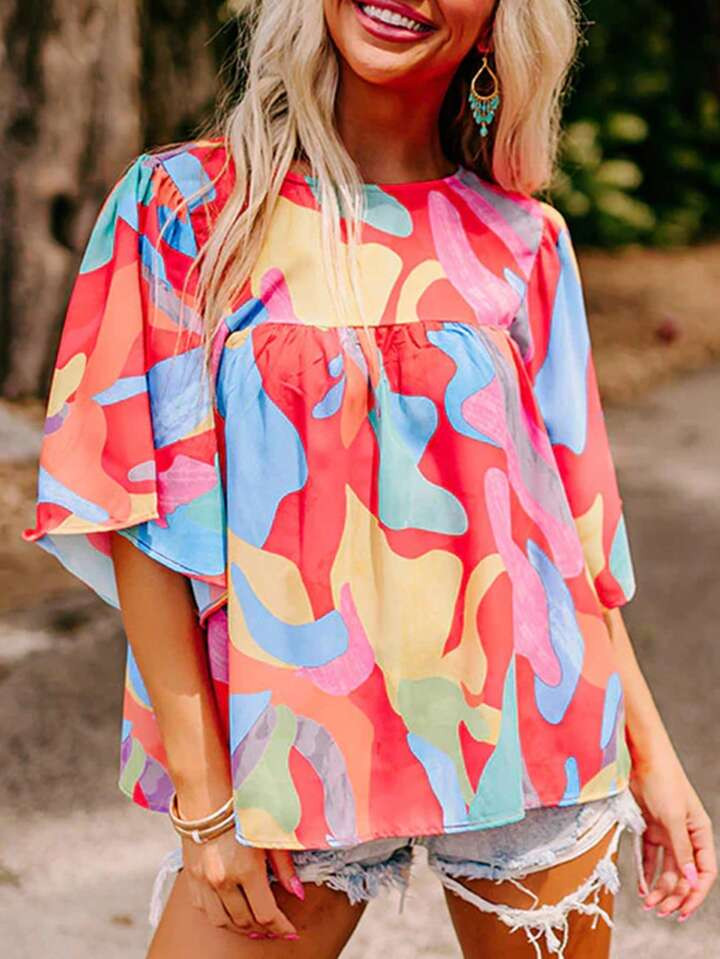 Colorful Print Loose Fit Casual Vacation Shirt | SHEIN