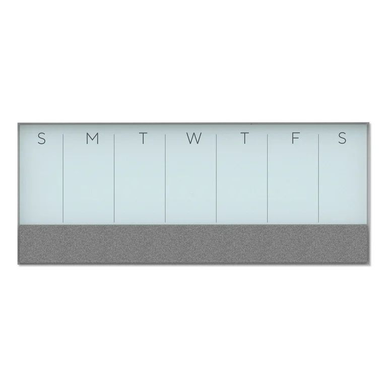 U Brands Magnetic Glass Dry-Erase Weekly Calendar Board, 36 X 15.25 Inches, White Aluminum Frame ... | Walmart (US)