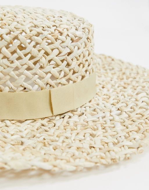 ASOS DESIGN natural straw open weave panama with size adjuster | ASOS (Global)