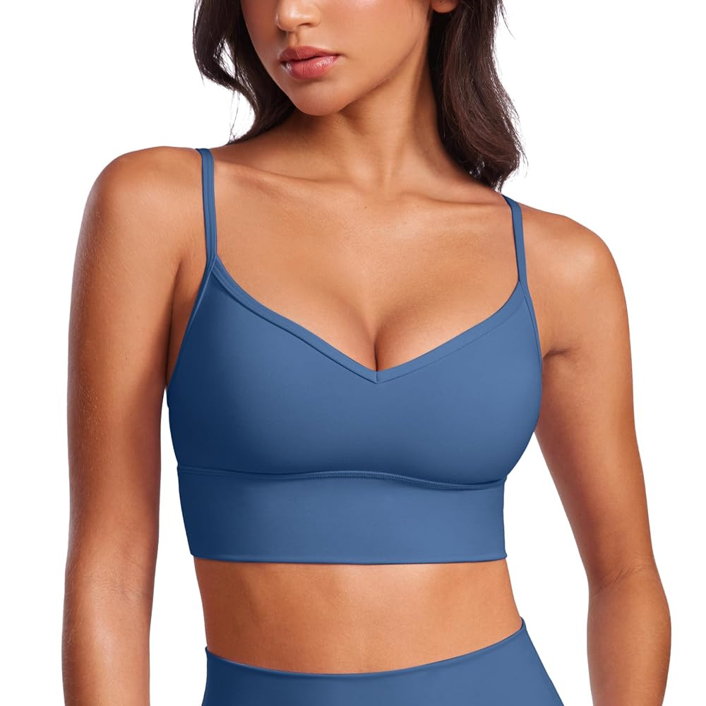 CRZ YOGA Womens Butterluxe Sweetheart Longline Sports Bra - V Neck Adjustable Thin Strap Yoga Cam... | Amazon (US)