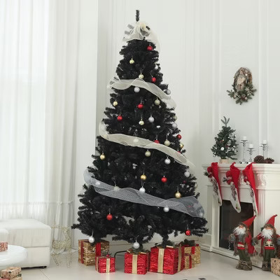 9ft Tall Artificial Christmas Tree, Unlit Xmas Tree with 2132 Branch Tips, Auto Open, Steel Base, Holiday D¨¦cor for Home Office, Black | Target
