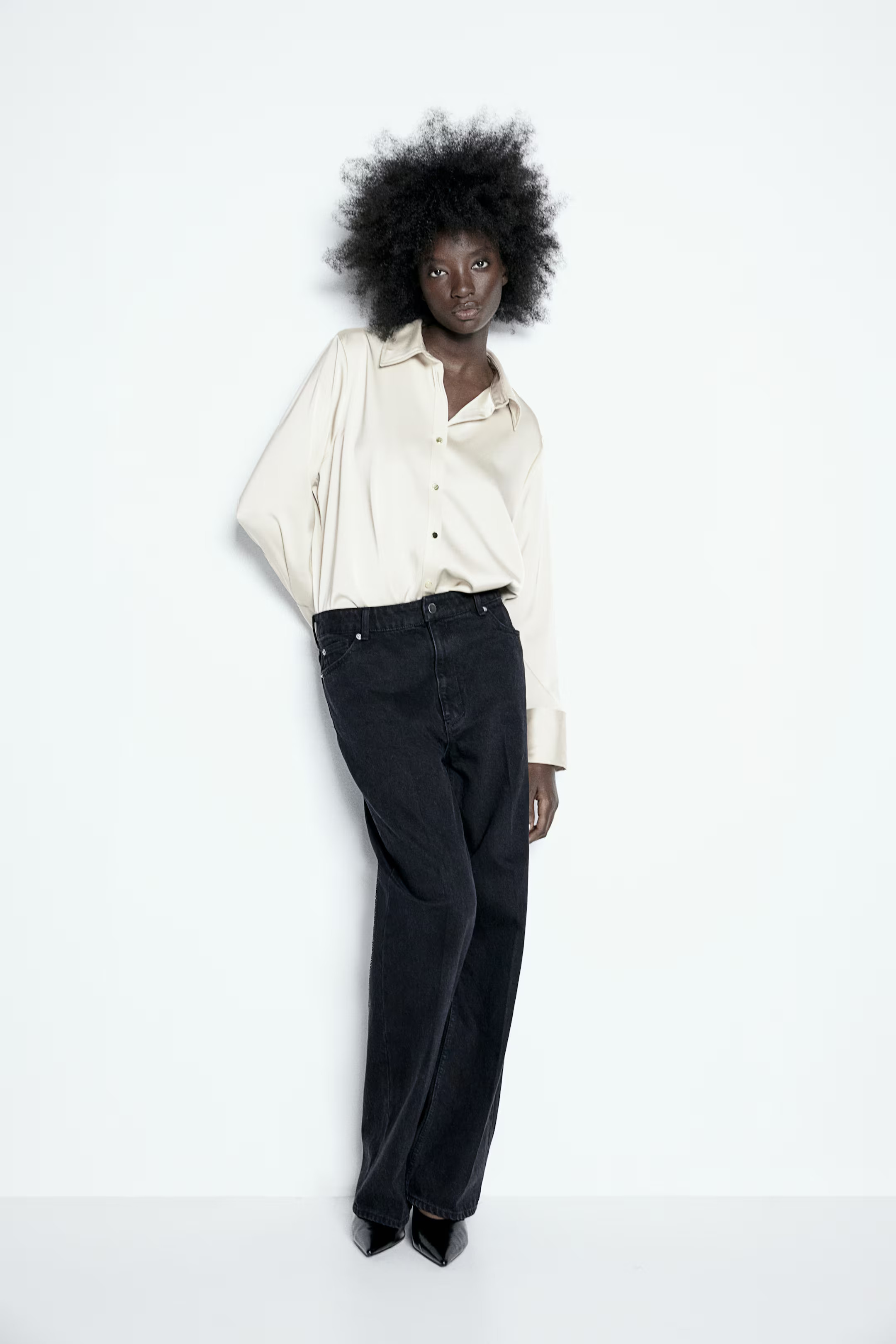 Satin Shirt - Black - Ladies | H&M US | H&M (US + CA)