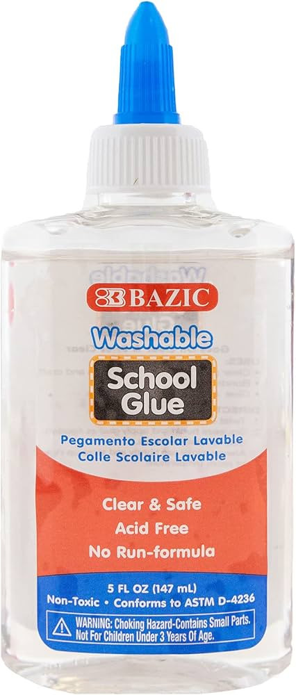 BAZIC Products Washable Clear School Glue 5 Oz. (147 mL), Liquid Clear Glues Adhesive, for Making... | Amazon (US)