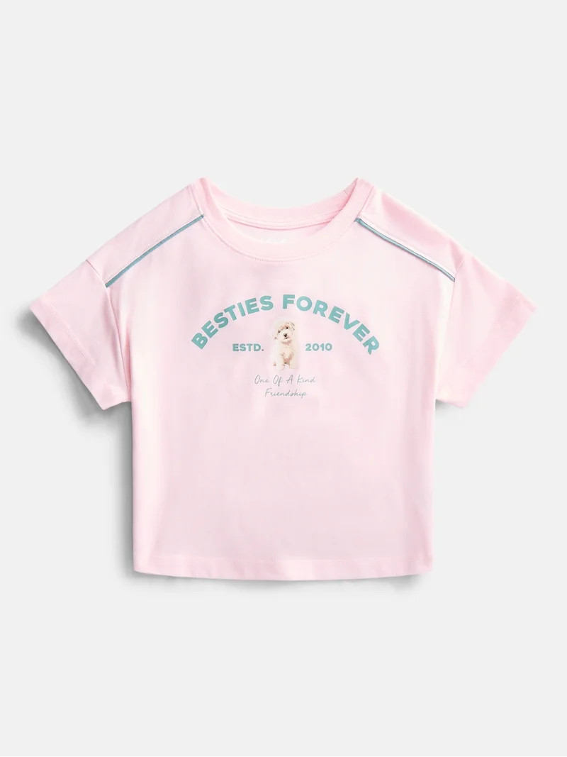 Wonder Nation Girls Graphic Tee with Short Sleeves, Sizes 4-10 | Walmart (US)
