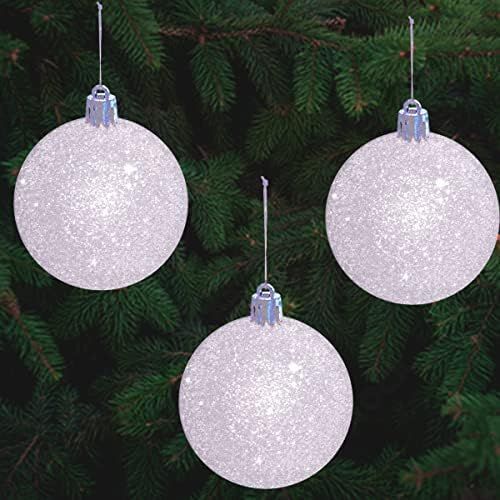 White Snowball Ornament (12 Pack) 3.15" Glitter Snow Ball Iridescent Christmas Ornament for Winte... | Amazon (US)