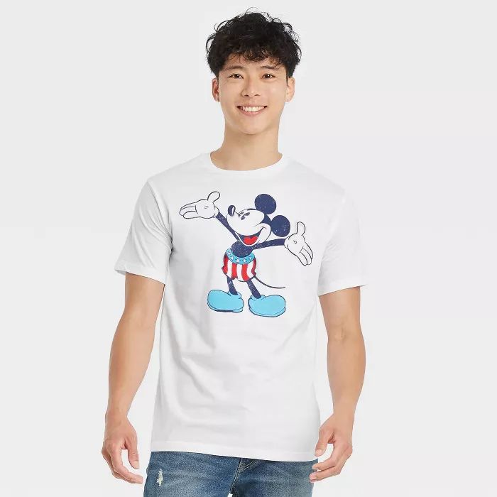 Men's Mickey Americana Short Sleeve Graphic T-Shirt - White | Target