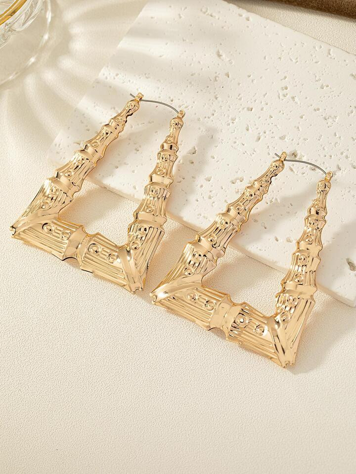 Bamboo Joint Design Hoop Earrings | SHEIN