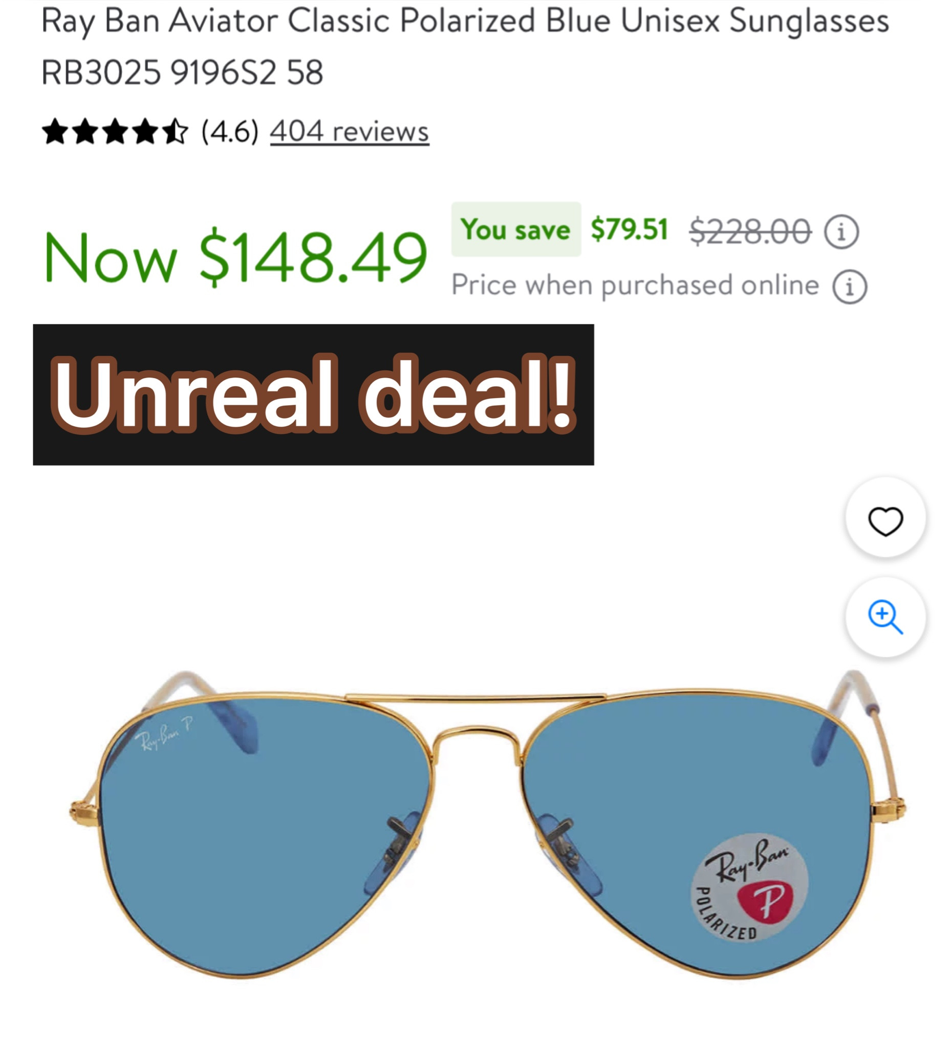 Ray ban aviator store deals