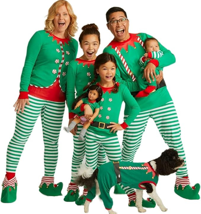 Tkria Matching Family Pajamas Christmas Elf Sleepwear Cotton Holiday Pjs Set | Amazon (US)