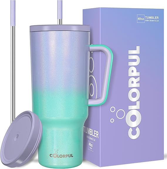 Amazon.com | 40oz Stainless Steel Tumbler with Handle & Leak-Proof Lid | Insulated coffee tumbler... | Amazon (US)