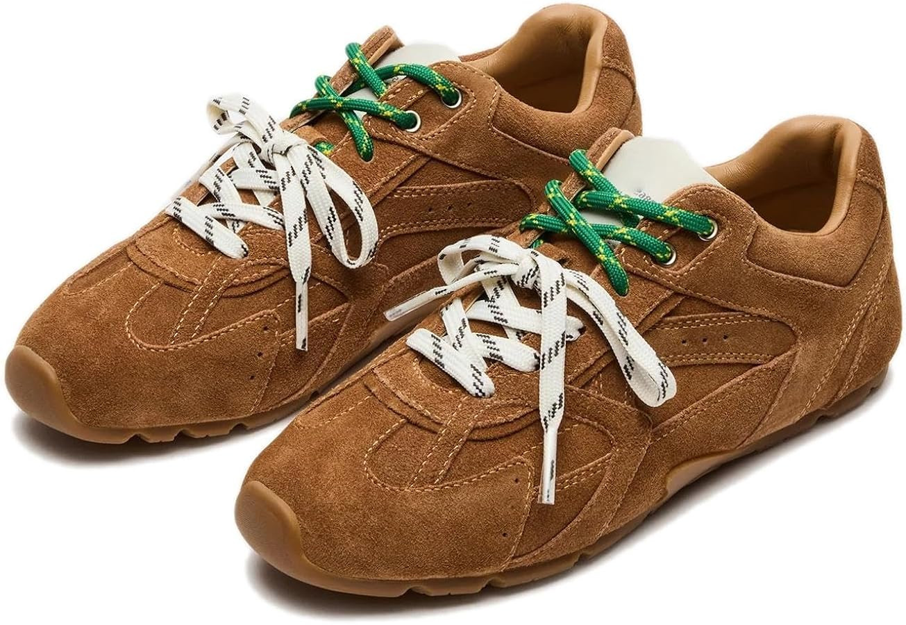 Sneakers for Women Fashion Shoes Suede Leather Camel Casual Work School Prom Campus Cute Gym Spor... | Amazon (US)