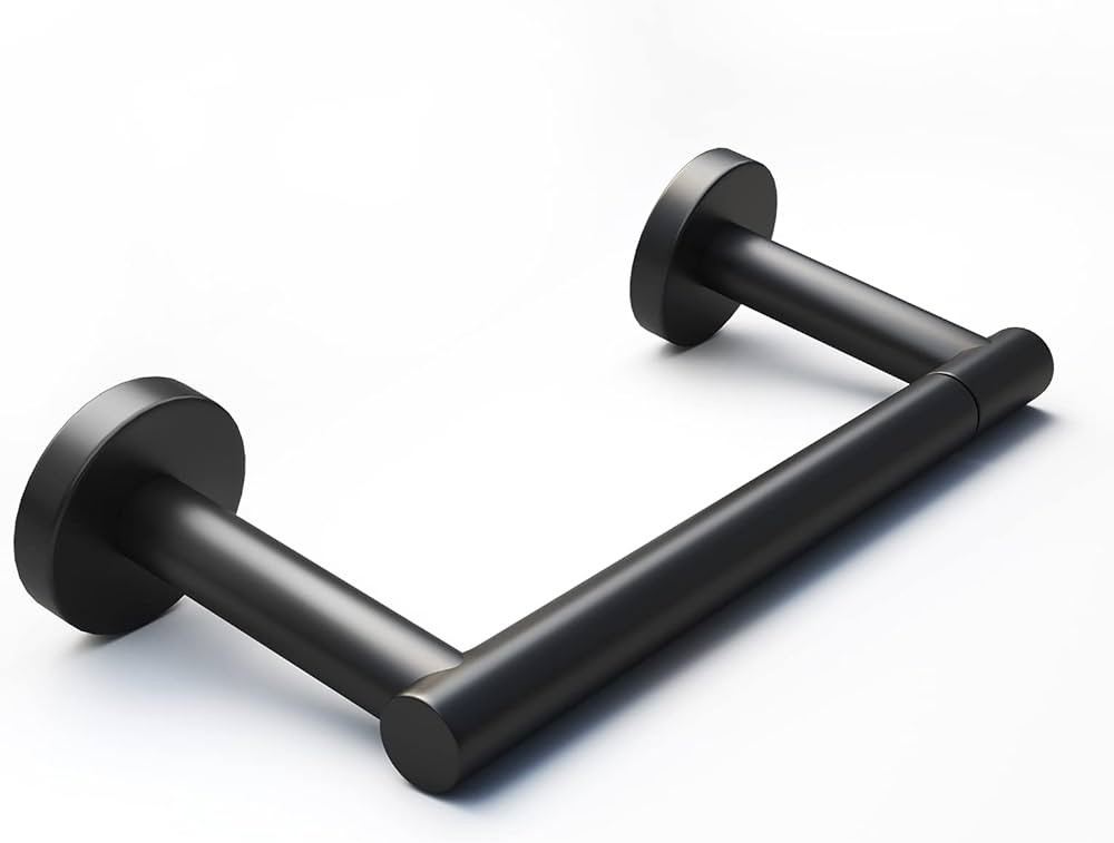 Black Toilet Paper Holder - Metal Bathroom Flexible Pivoting Tissue Handle on Wall Mounted, SUS 3... | Amazon (US)