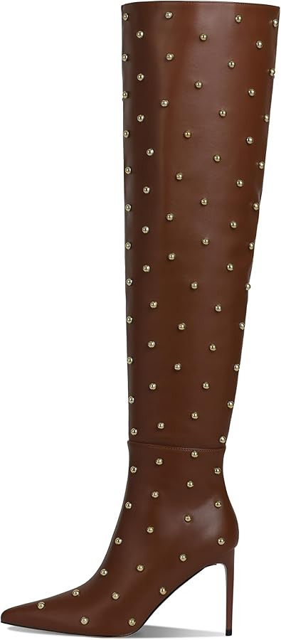 AMINUGAL Thigh High Boots for Women Wide Calf Pointed Toe Over The Knee Boots for Women Zipper Vi... | Amazon (US)