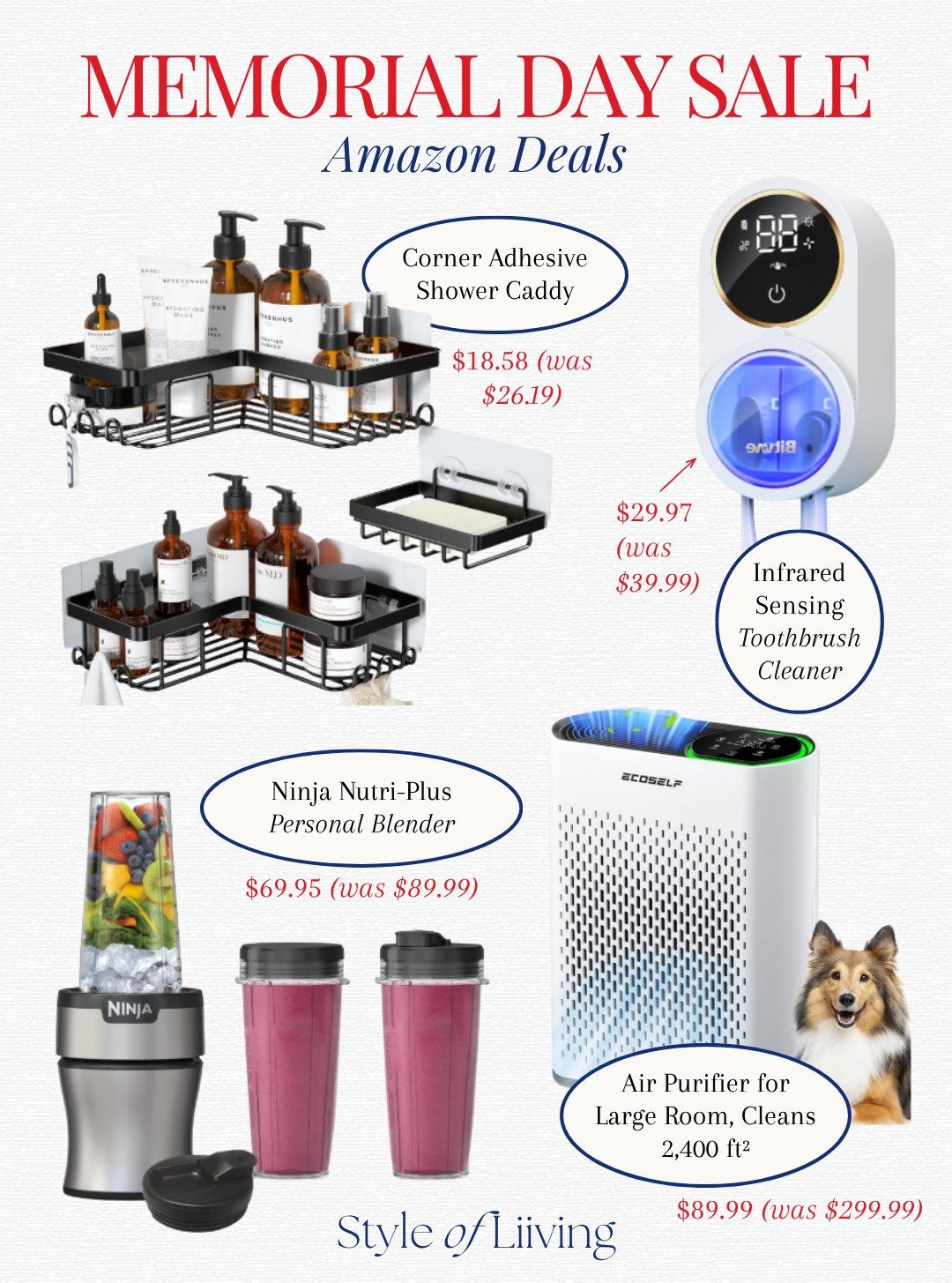 Memorial Day Sale Amazon deals! Ninja nutri-plus personal blender, air purifier for large rooms, infrared sensing toothbrush cleaner, corner adhesive shower caddy.
#amazonfinds #amazondeals #outdoorfurniture #memorialdaysale #homeandkitchen  

 #LTKmomlife #LTKHome #LTKSaleAlert