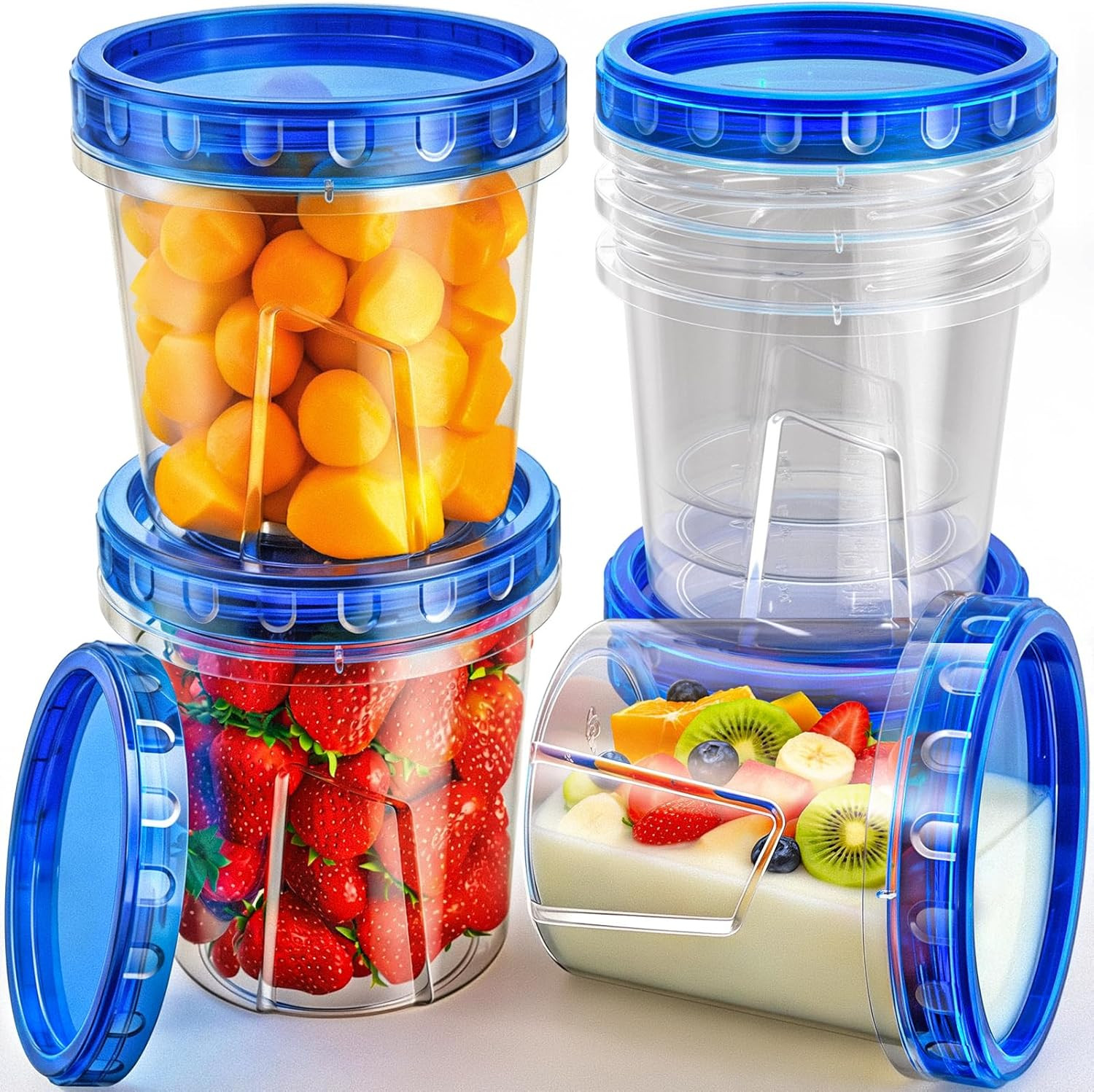 Freezer Storage Containers, [6 Pack-24 Oz] Airtight Plastic Food Storage Containers with Twist To... | Amazon (US)