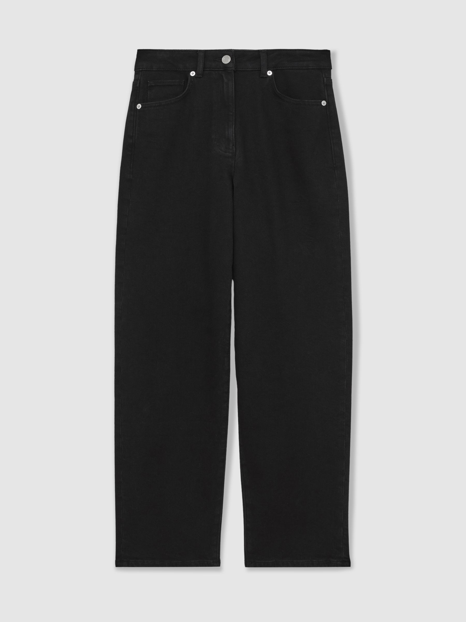 Petite Mid-Rise Straight-Leg Jeans in Black | Reiss UK