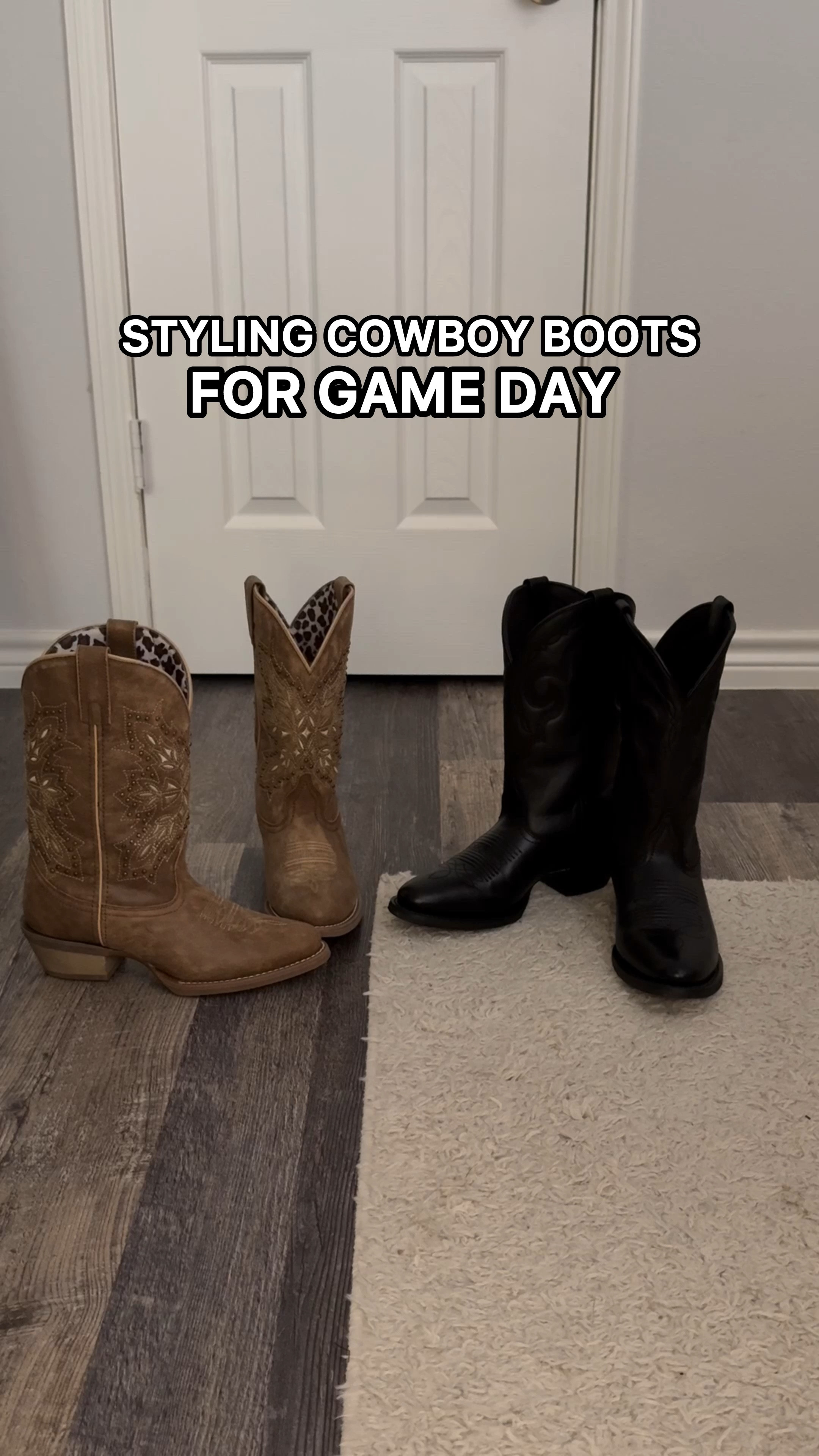 Sharing 4 different ways to wear cowboy boots for game day with @laredowesternboots! Which one is your favorite? 

#LTKMidsize #LTKStyleTip #LTKVideo