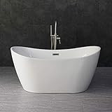 WOODBRIDGE 59" Acrylic Freestanding Bathtub Contemporary Soaking Tub with Brushed Nickel Overflow... | Amazon (US)