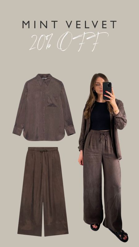 Mint Velvet 20% off 
My airport outfit
I wear a small in the brown shirt and an Xs reg in the matching trousers
I’m 5ft 6
Use code: SUMMER20 

#LTKsale #LTKsummer #LTKtravel