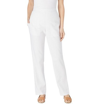 Woman Within Women's Plus Size Straight Leg Linen Pant - 30 W, White | Target