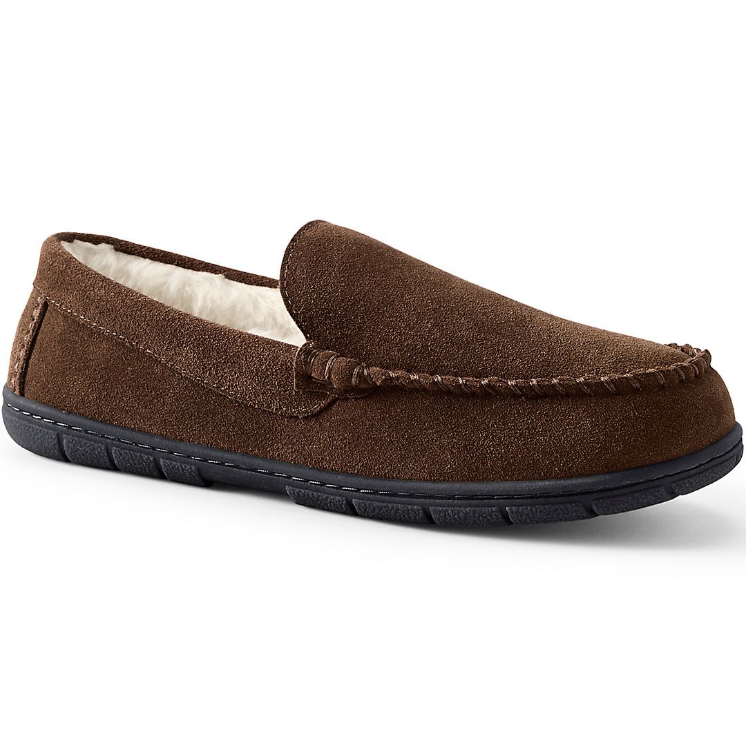 Men's Suede Leather Moccasin Slippers | Lands' End (US)