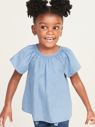 Shirred Chambray A-Line Top for Toddler Girls | Old Navy (US)