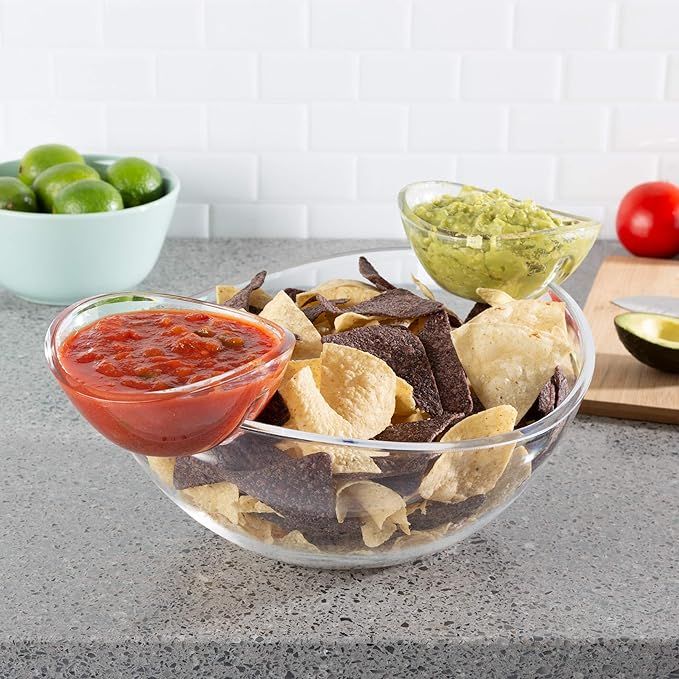 Chip and Dip Bowls-3 PC Appetizer Snack Serving Dishes-Indoor Outdoor Servingware for Chips, Sals... | Amazon (US)