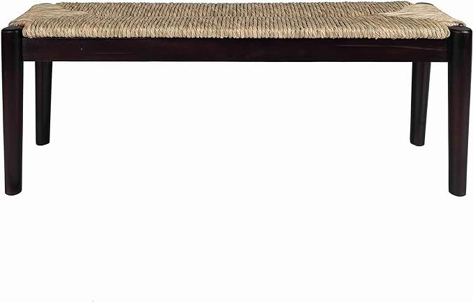 Collective Design Indoor/Outdoor Seagrass, Black Finish Frame Bench | Amazon (US)