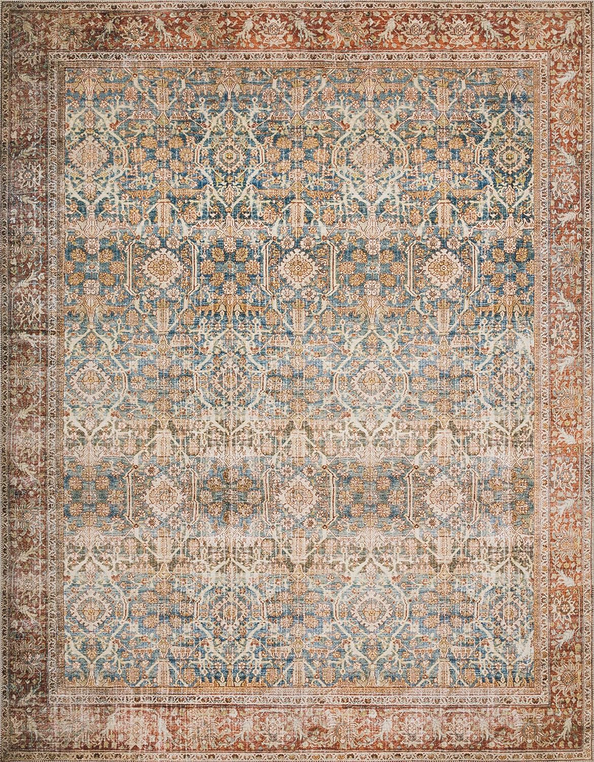 Loloi II Layla Collection LAY-04 Ocean / Rust, Traditional 9'-0" x 12'-0" Area Rug | Amazon (US)