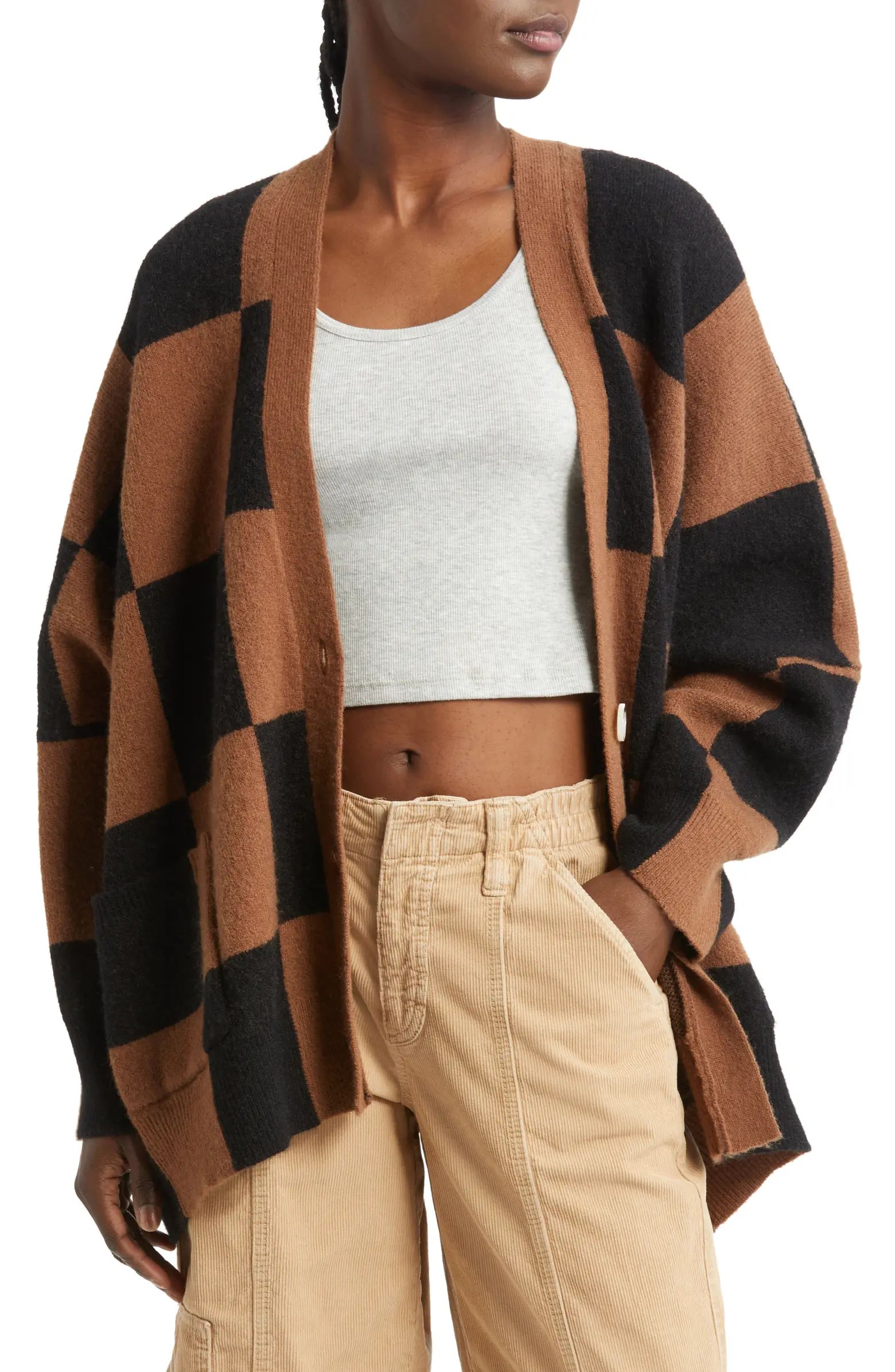 Love You Check Oversize Cardigan | Nordstrom