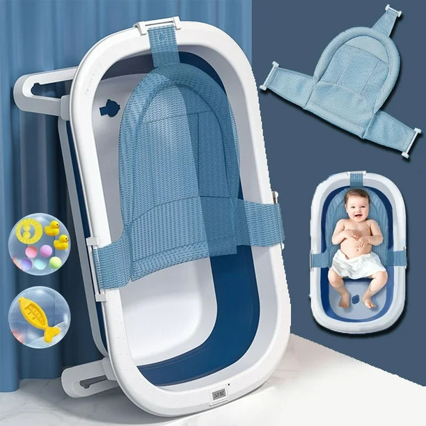 31'' Folding Baby Bathtub Portable Travel Bathtub Washing Tub Multifunctional Bathtub (Blue+pad) | Walmart (US)