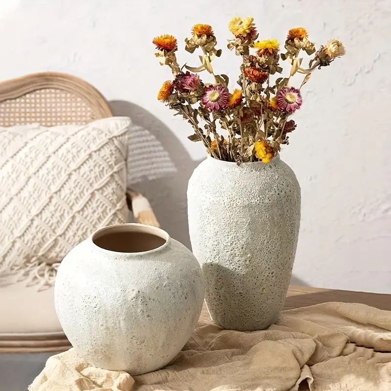 1pc Rustic Ceramic Vase - Farmhouse Style Home Decor Pottery for Living Room, Dining Table, and M... | Temu Affiliate Program