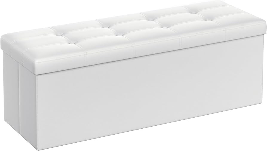 SONGMICS 43 Inches Folding Storage Ottoman Bench, Storage Chest, Footrest, Coffee Table, Padded S... | Amazon (US)