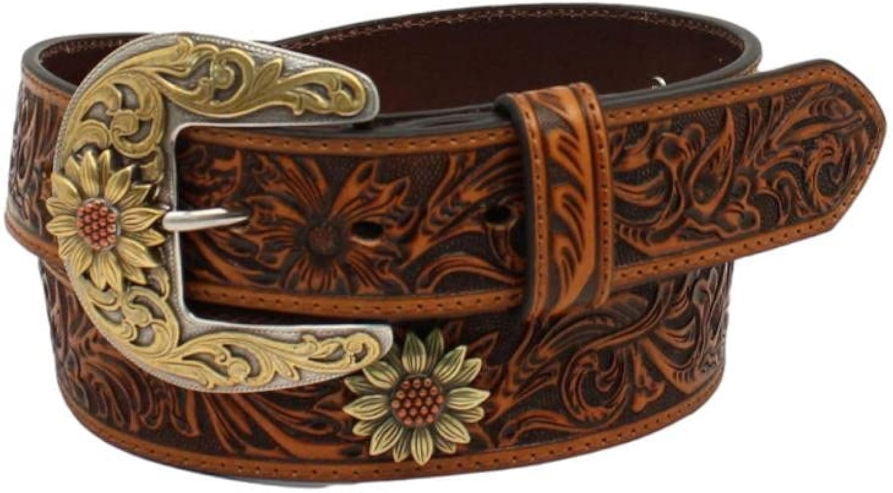ARIAT Women's Floral Tooled Sunflower Concho Belt | Amazon (US)